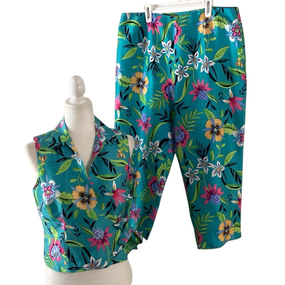 S.L.B Silk Two Piece Tropical Set 10/14 NWT